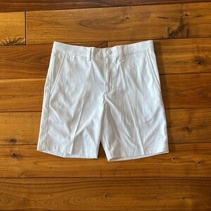 PGA Tour White Flat Front Shorts Classic Style Adjustable Waist